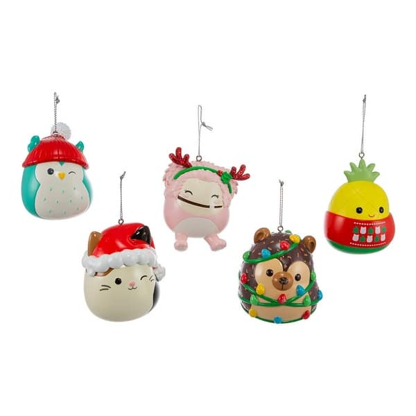 Set of 5 Squishmallows Blow Mold Christmas Ornaments 3.5" Bed Bath